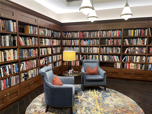 sitting room featuring dark hardwood / wood-style flooring