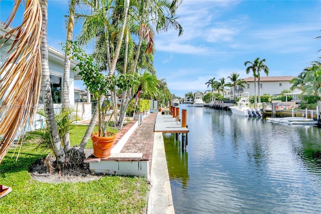 dock area featuring a water view