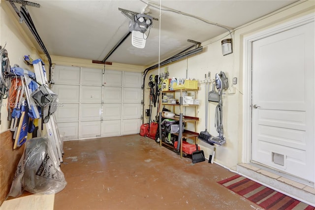 garage with a garage door opener