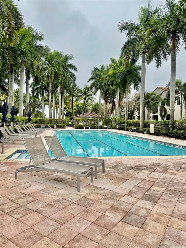 view of pool featuring a patio area