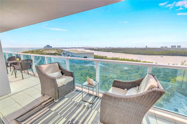 balcony with a water view