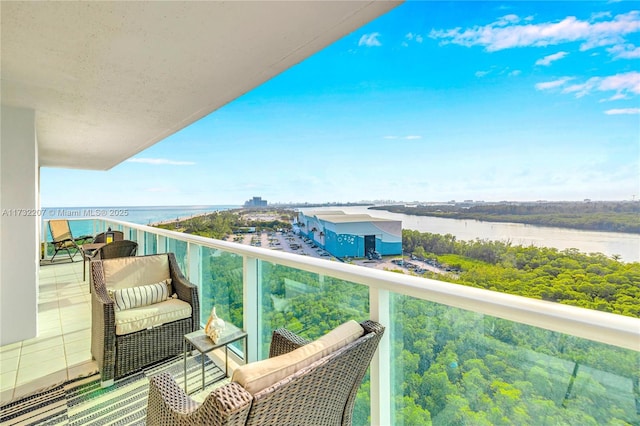 balcony with a water view