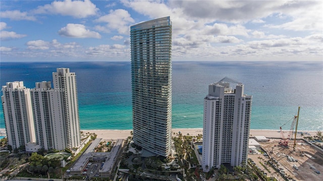 property view of water featuring a view of the beach