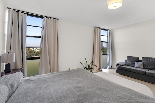 bedroom with expansive windows