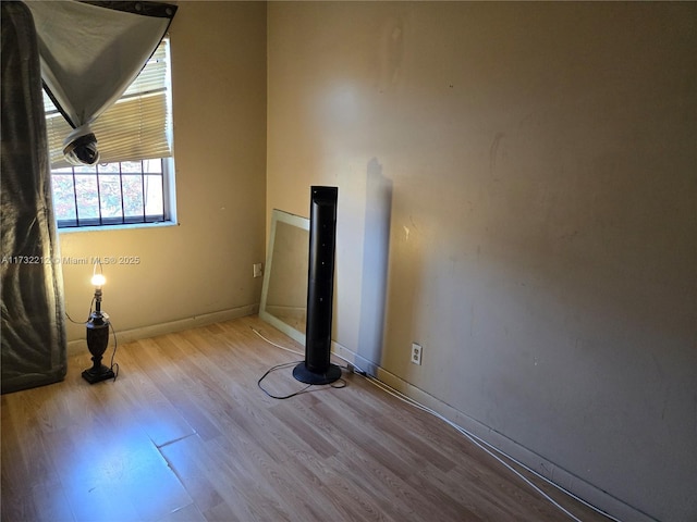 spare room featuring light hardwood / wood-style floors