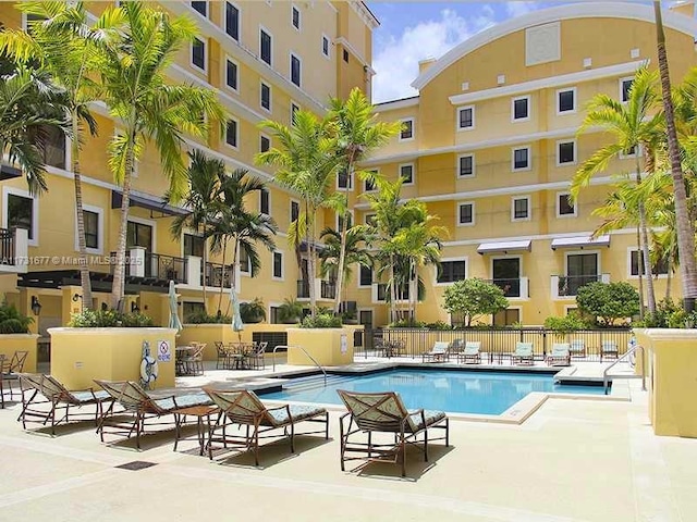 view of pool featuring a patio area