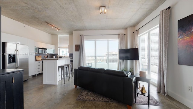 living room featuring sink