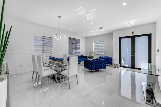 dining space with french doors