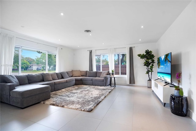 living room featuring a healthy amount of sunlight