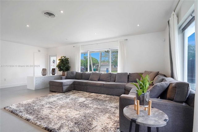 view of tiled living room