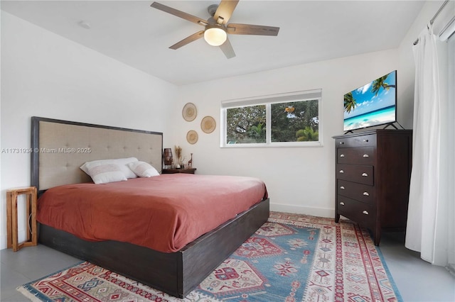 bedroom featuring ceiling fan