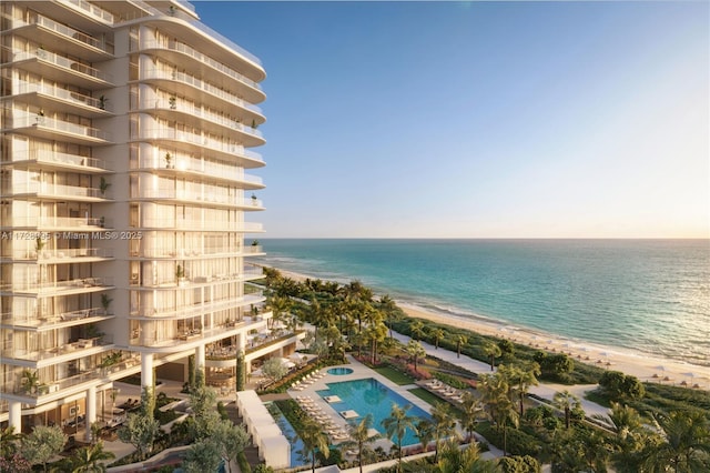 property view of water with a view of the beach