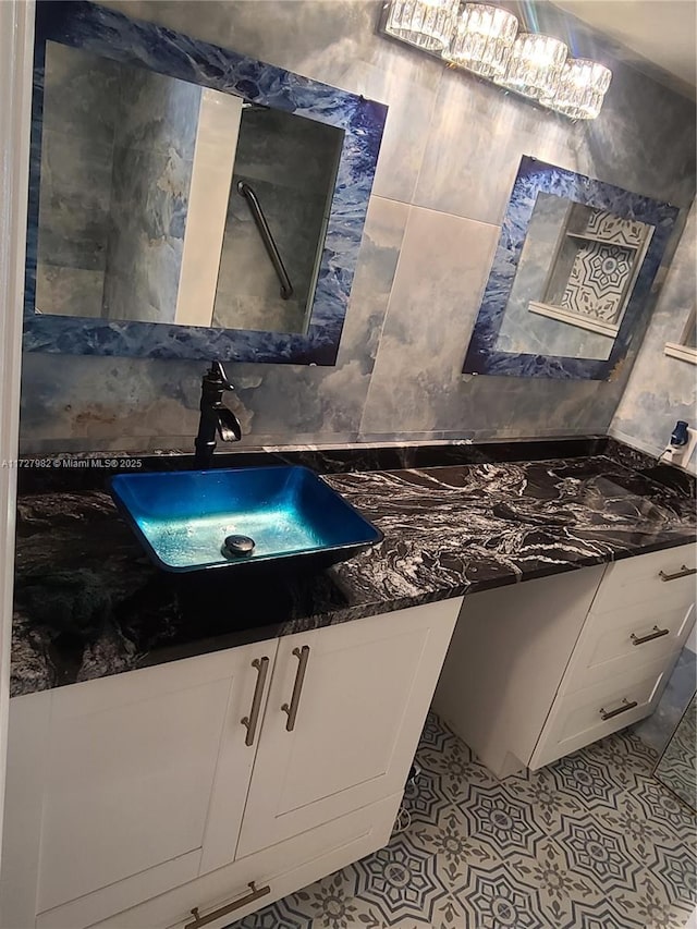 bathroom featuring vanity and tile patterned floors