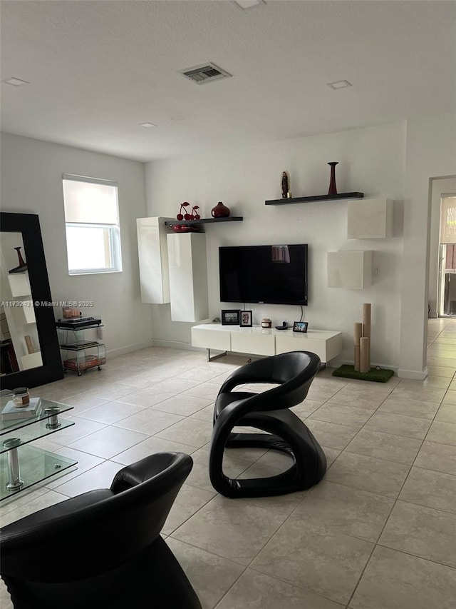 view of tiled living room