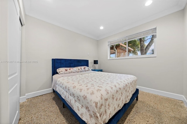 bedroom featuring ornamental molding