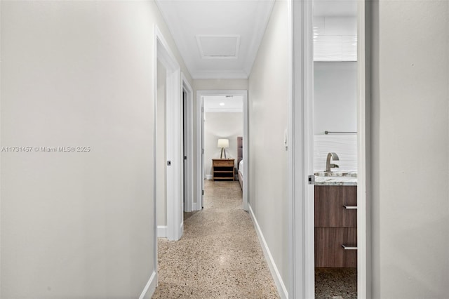 hallway featuring sink