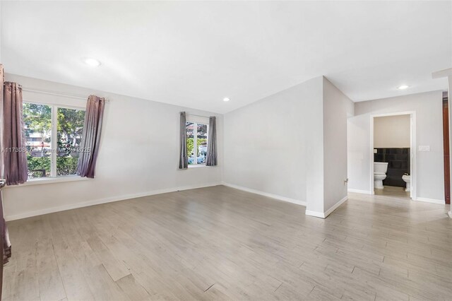 empty room featuring a wealth of natural light and light hardwood / wood-style floors