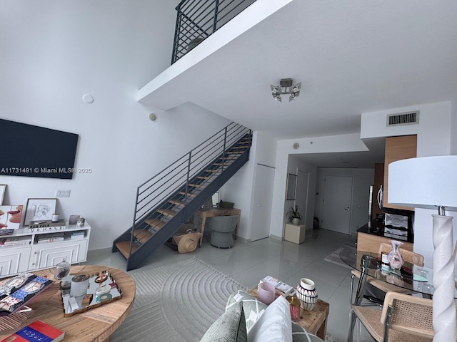 view of tiled living room