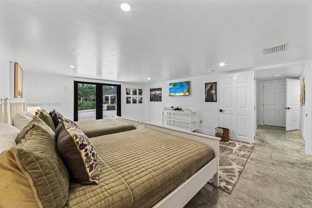 bedroom featuring french doors