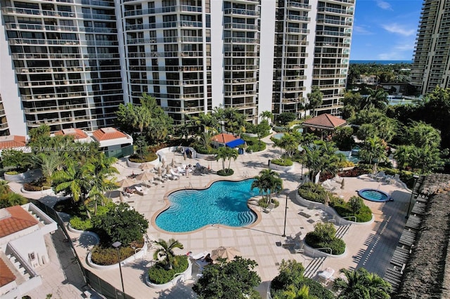 view of pool with a patio