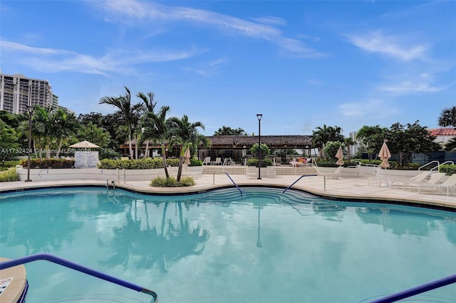 view of pool featuring a patio