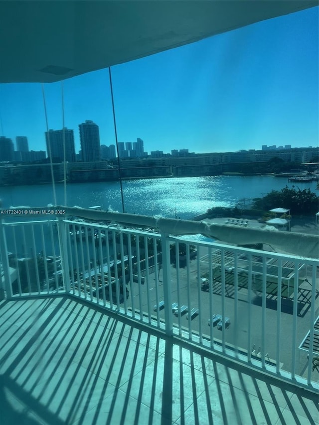 balcony with a water view