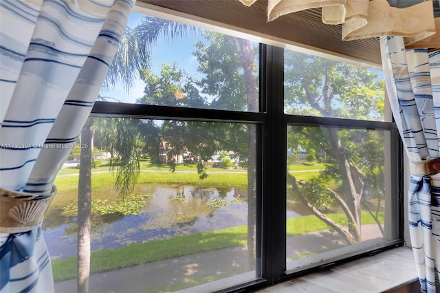 room details featuring a water view