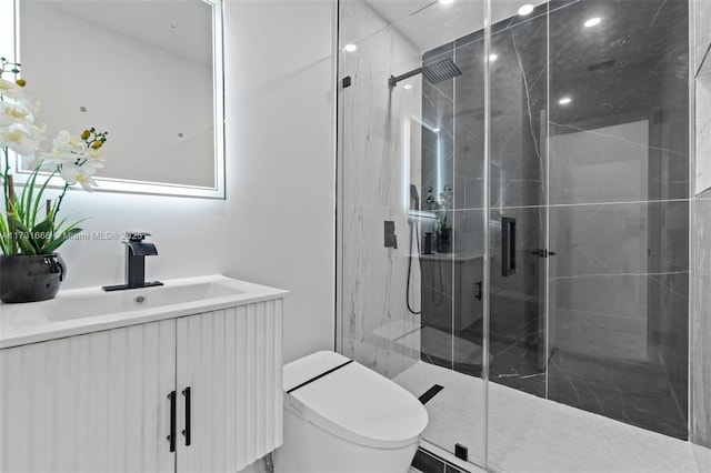 2814 SW 92nd Ct, Miami, FL 33165 - bathroom featuring an enclosed shower, vanity, and toilet