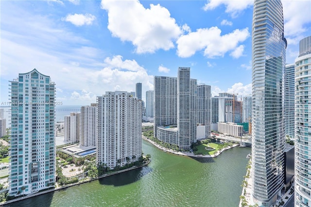 property's view of city with a water view