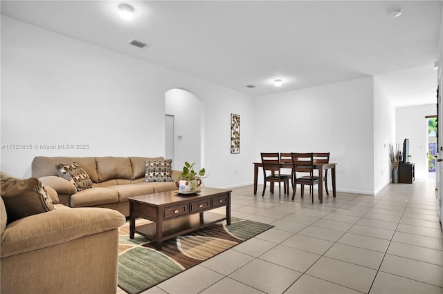 view of tiled living room