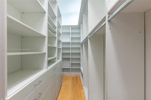 spacious closet with light wood-style floors