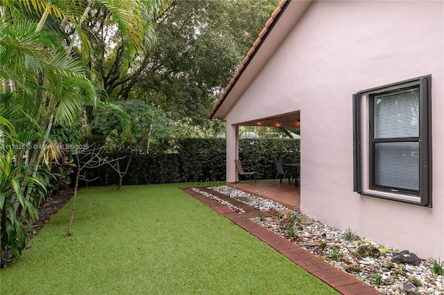 view of yard with a patio and a fenced backyard