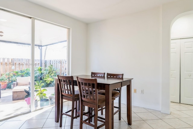 dining room with light tile patterned floors