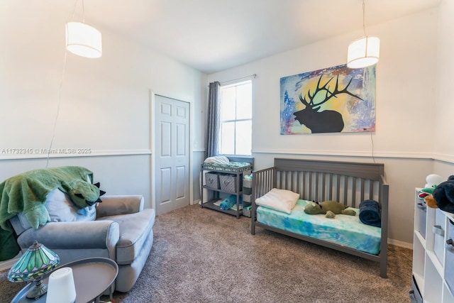 bedroom featuring a closet and carpet