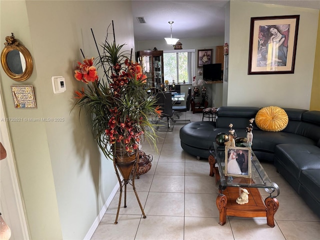 view of tiled living room