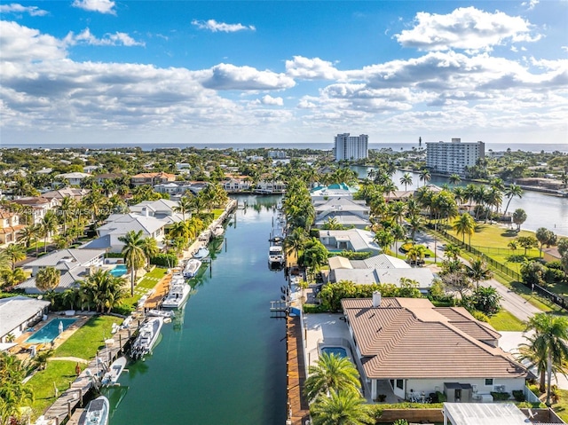 bird's eye view featuring a water view