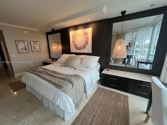 bedroom featuring ornamental molding