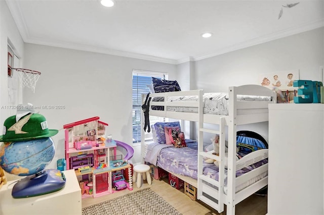 bedroom with crown molding