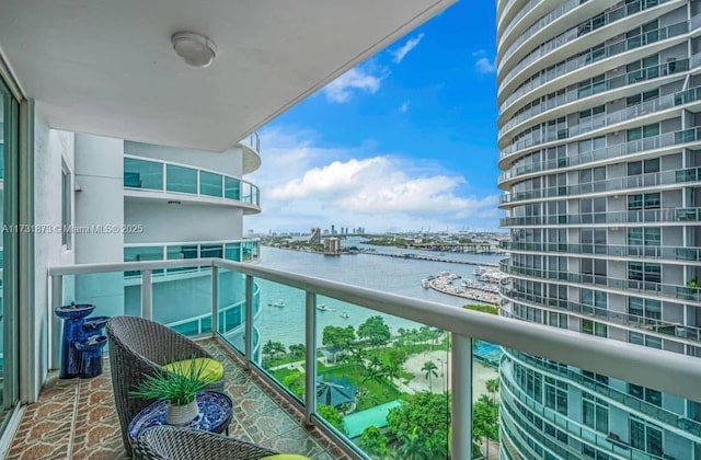 balcony with a water view