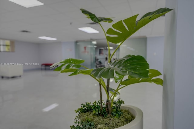 interior space featuring a drop ceiling