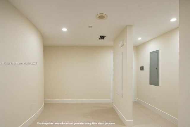 17001 Collins Ave Unit 1802, Sunny Isles Beach, FL 33160 - corridor with recessed lighting, light tile patterned flooring, baseboards, and electric panel