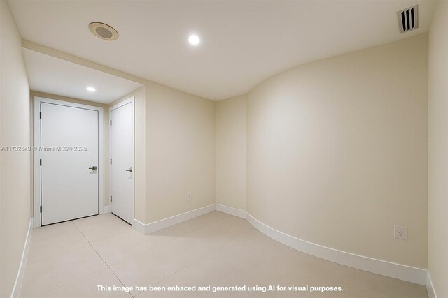 17001 Collins Ave Unit 1802, Sunny Isles Beach, FL 33160 - empty room with baseboards, recessed lighting, and light tile patterned floors