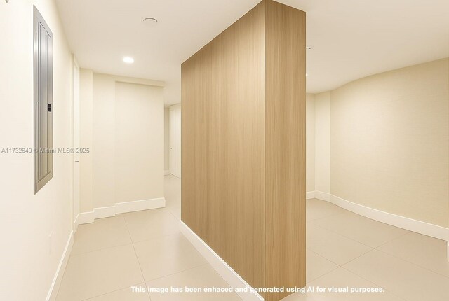 17001 Collins Ave Unit 1802, Sunny Isles Beach, FL 33160 - hallway with light tile patterned flooring, baseboards, and recessed lighting