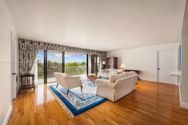 living room with light hardwood / wood-style floors