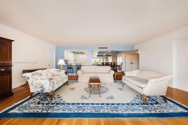 living room featuring hardwood / wood-style flooring