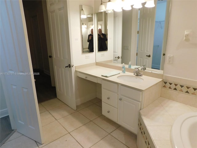 bathroom featuring vanity and tile patterned floors