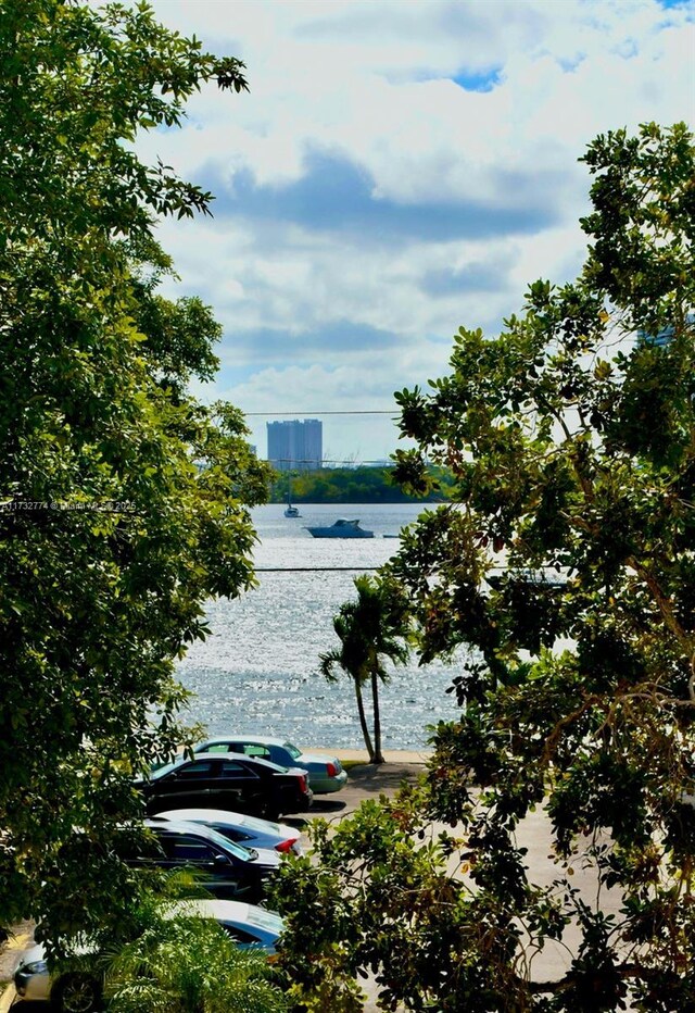 view of swimming pool featuring a water view