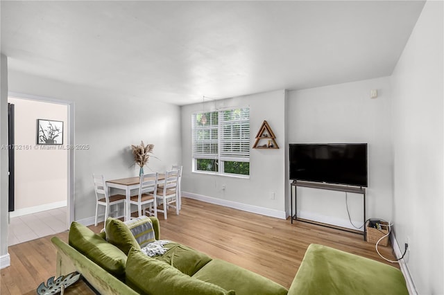 living room with hardwood / wood-style floors