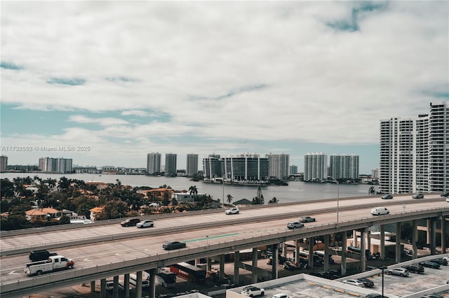 view of city featuring a water view