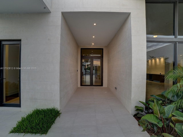 property entrance with french doors